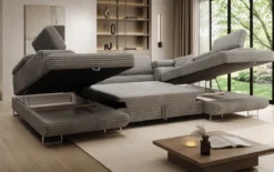 Designer Sofa Vigo mit Schlaf - und Klappfunktion in Cord