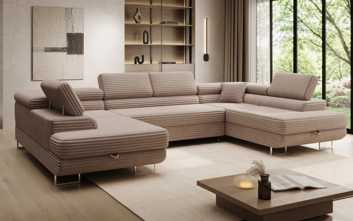 Designer Sofa Vigo mit Schlaf - und Klappfunktion in Cord