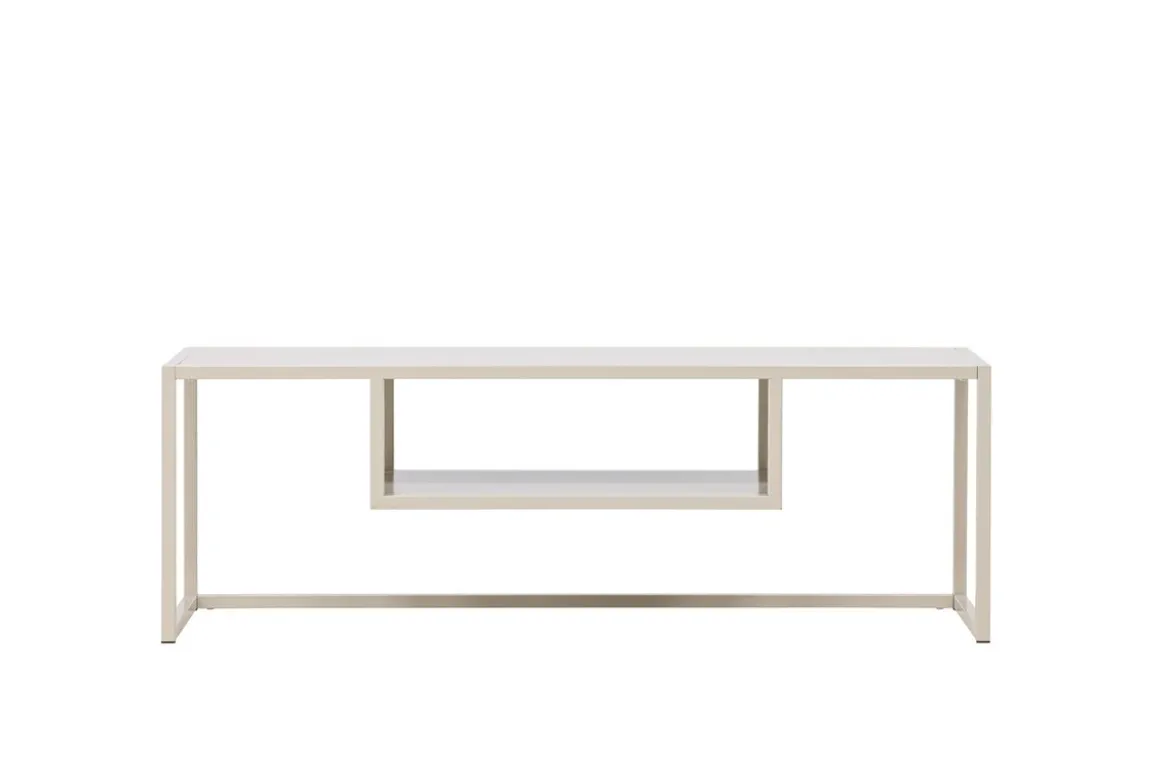 Designer TV-Lowboard Arvigo – Beige/Schwarz, Matt, aus Stahl