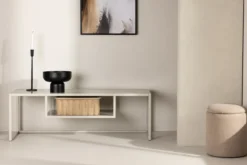 Designer TV-Lowboard Arvigo – Beige/Schwarz, Matt, aus Stahl