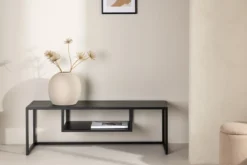 Designer TV-Lowboard Arvigo – Beige/Schwarz, Matt, aus Stahl