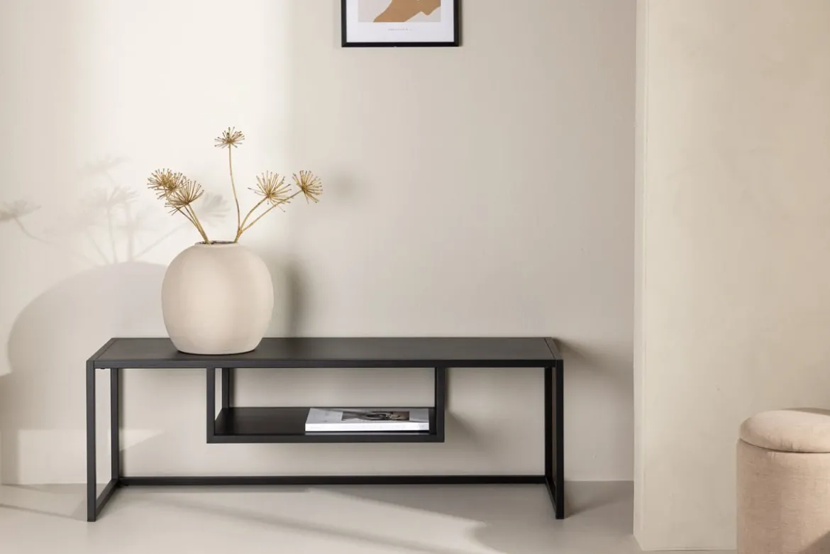 Designer TV-Lowboard Arvigo – Beige/Schwarz, Matt, aus Stahl