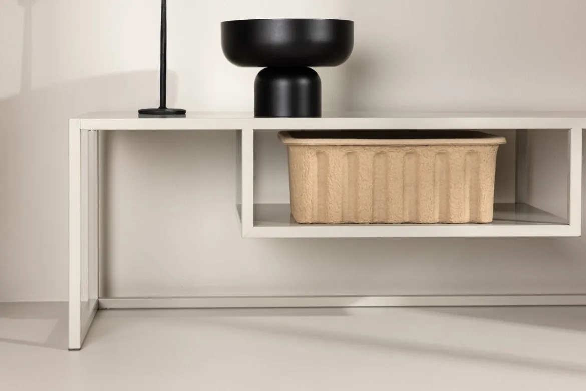 Designer TV-Lowboard Arvigo – Beige/Schwarz, Matt, aus Stahl