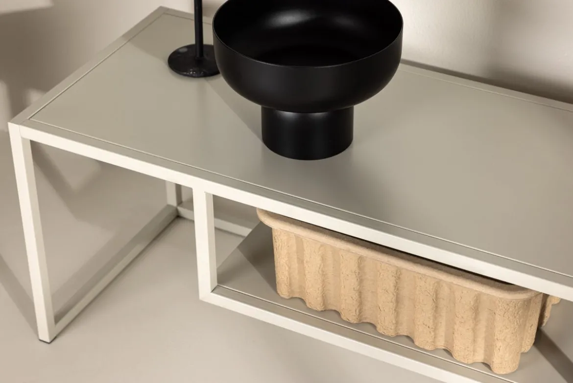 Designer TV-Lowboard Arvigo – Beige/Schwarz, Matt, aus Stahl