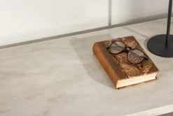 Designer TV-Lowboard Larenzo - Beige in Marmoroptik