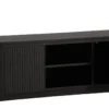 Designer TV-Lowboard Sundby – Schwarz in Eichenoptik mit Lamellenfront