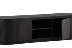 Designer TV-Lowboard Sundby – Schwarz in Eichenoptik mit Lamellenfront