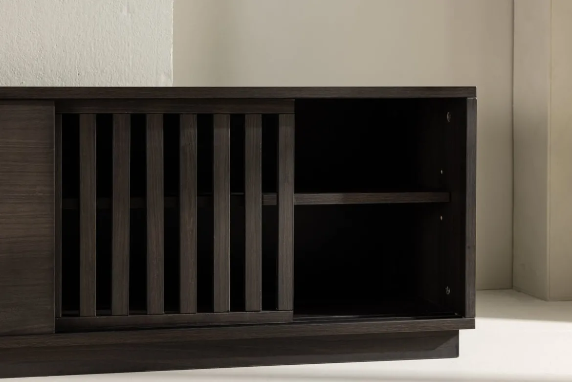 Designer TV-Lowboard Valero 180 cm MDF – Matt, mit Lamellenfront