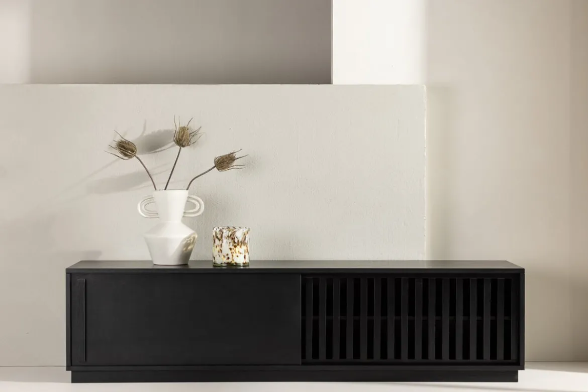 Designer TV-Lowboard Valero 180 cm MDF – Matt, mit Lamellenfront