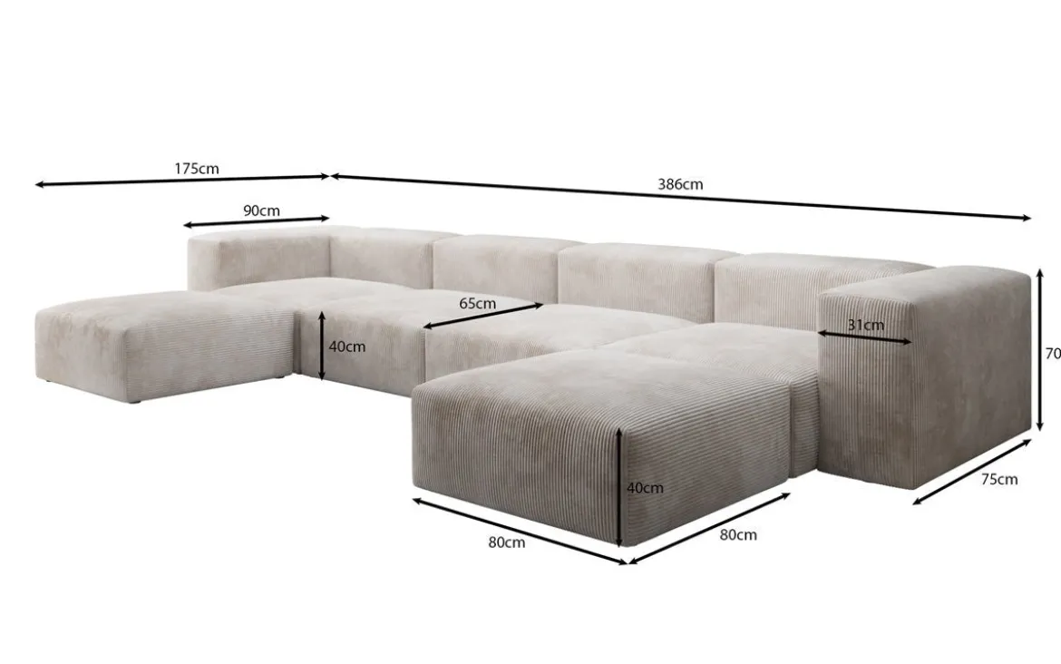 Designer U Sofa Snug in Cord
