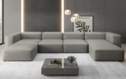 Designer U Sofa Snug in Echtleder