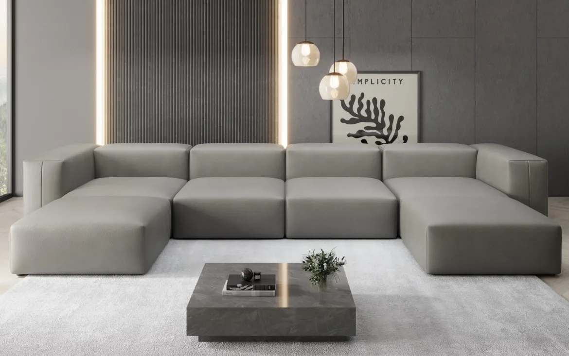 Designer U Sofa Snug in Echtleder