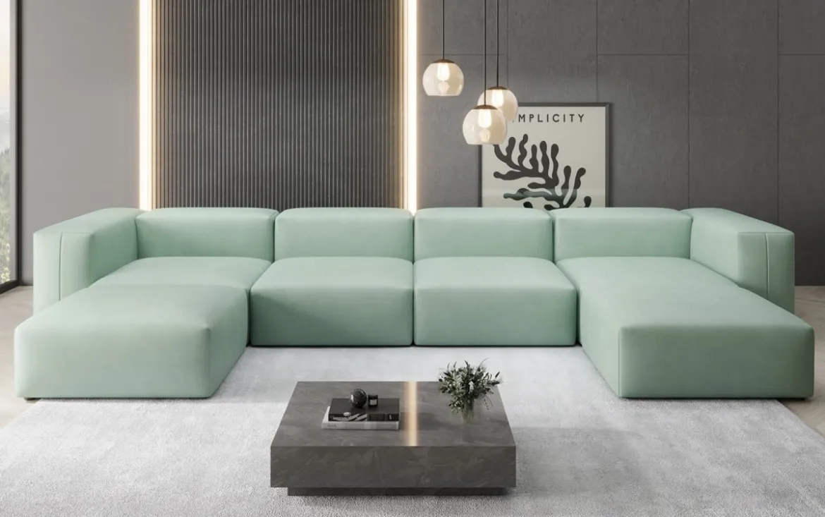 Designer U Sofa Snug in Echtleder