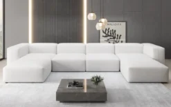 Designer U Sofa Snug in Echtleder