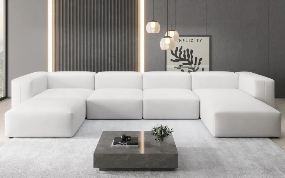 Designer U Sofa Snug in Echtleder