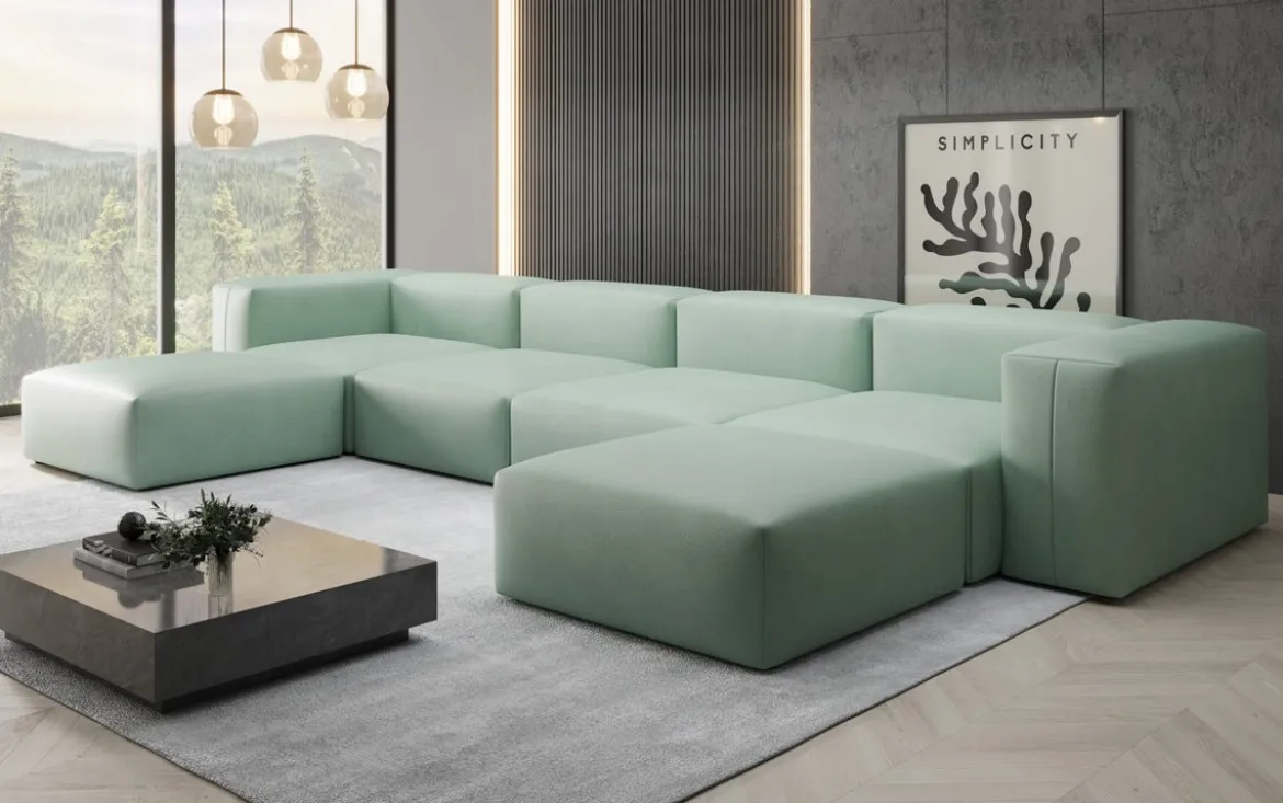 Designer U Sofa Snug in Echtleder