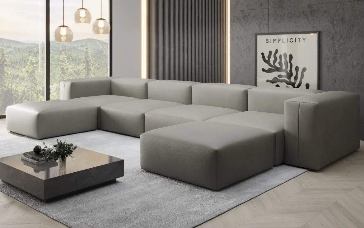 Designer U Sofa Snug in Echtleder