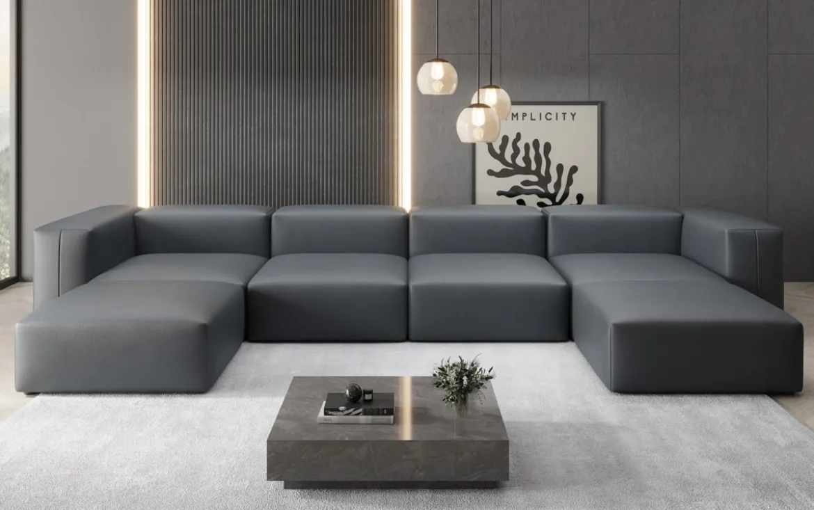 Designer U Sofa Snug in Echtleder