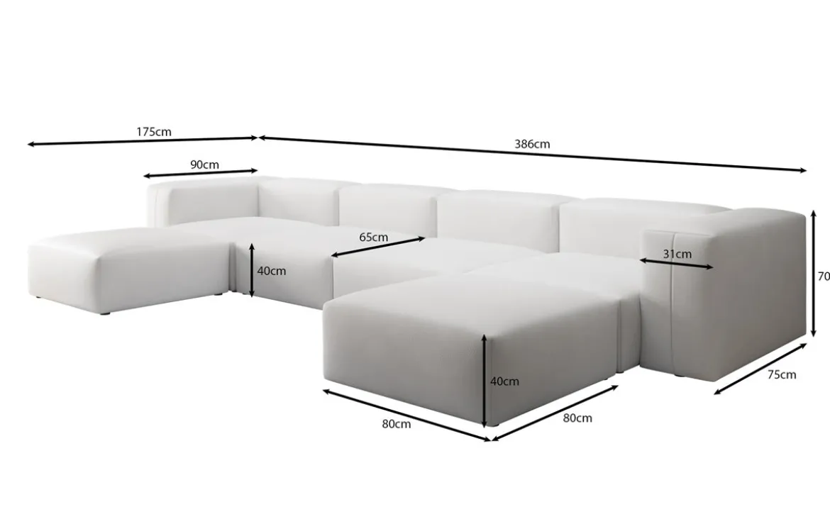 Designer U Sofa Snug in Echtleder
