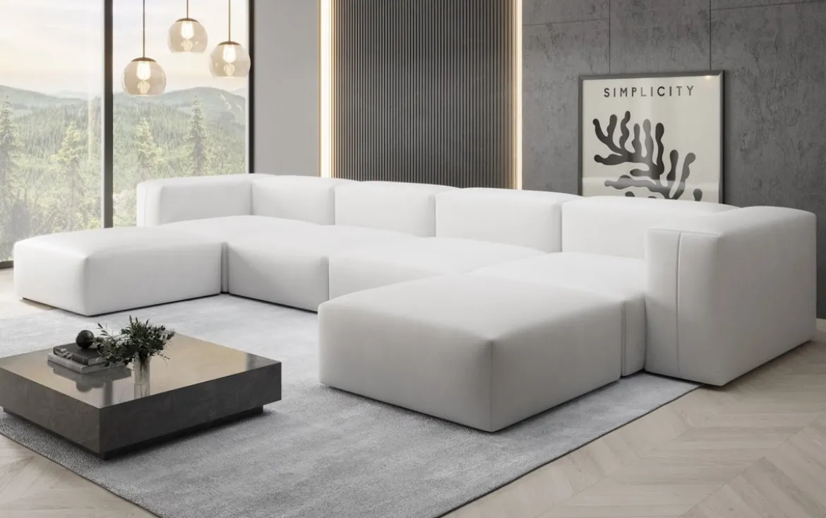 Designer U Sofa Snug in Echtleder