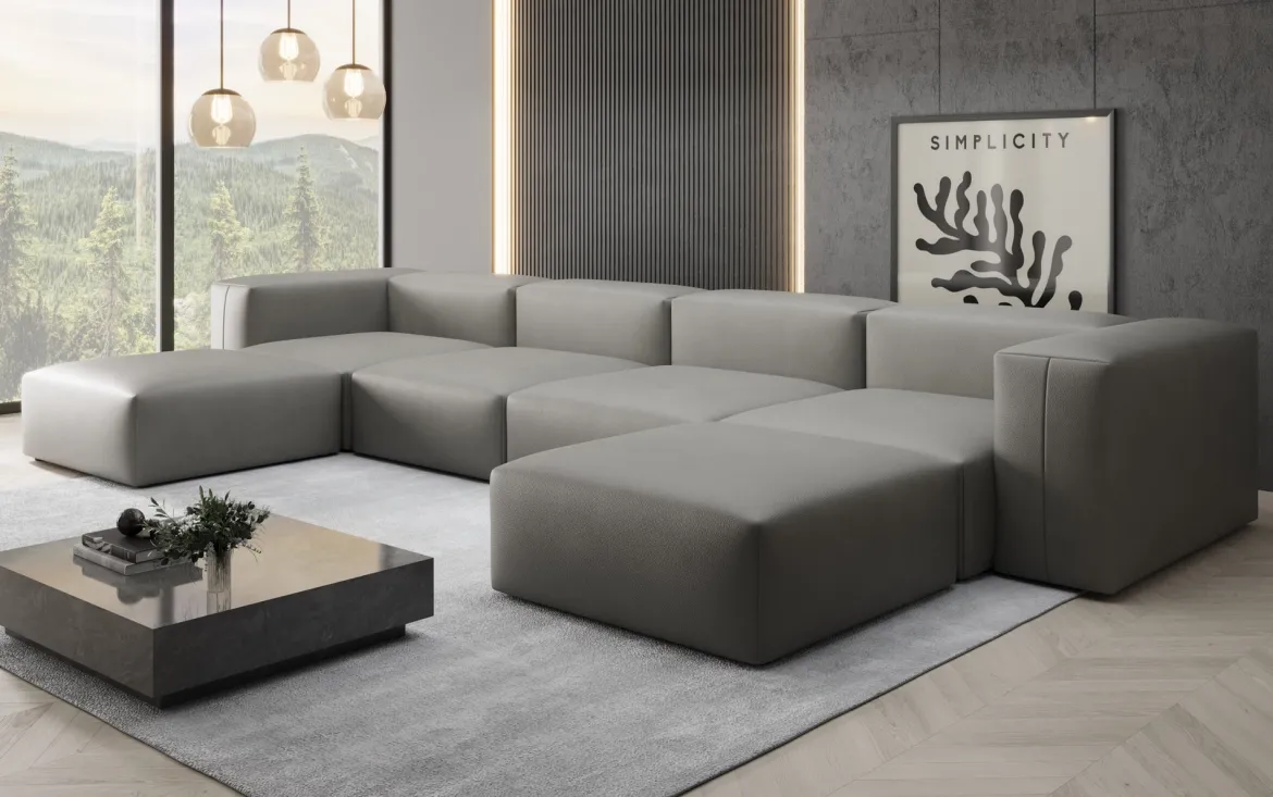 Designer U Sofa Snug in Echtleder