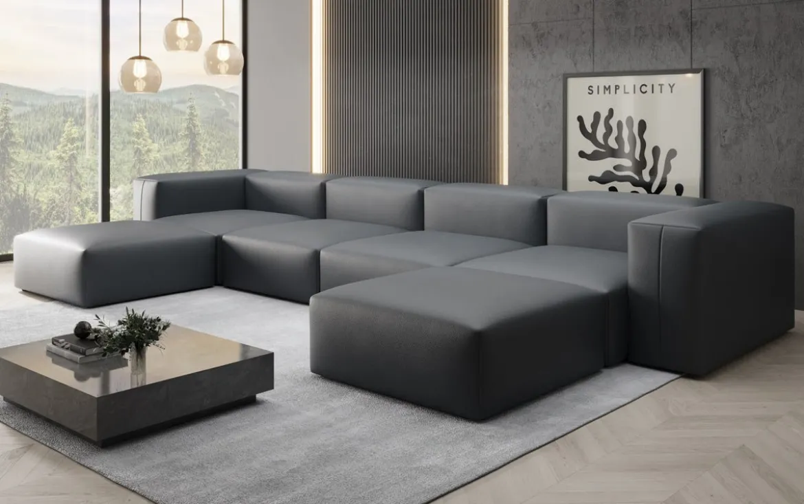 Designer U Sofa Snug in Echtleder