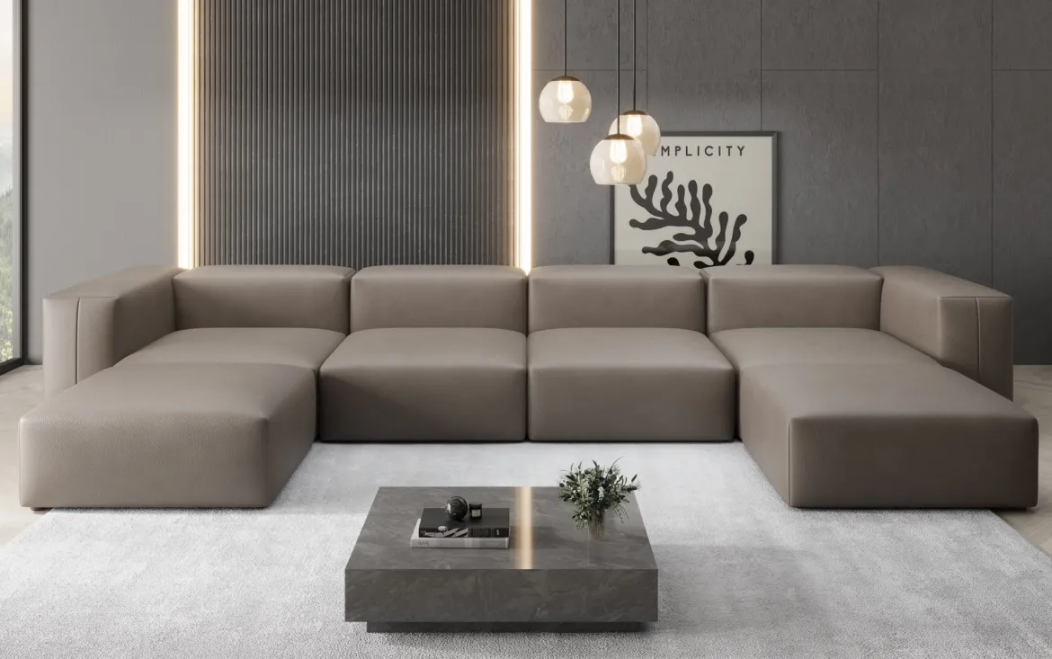 Designer U Sofa Snug in Echtleder