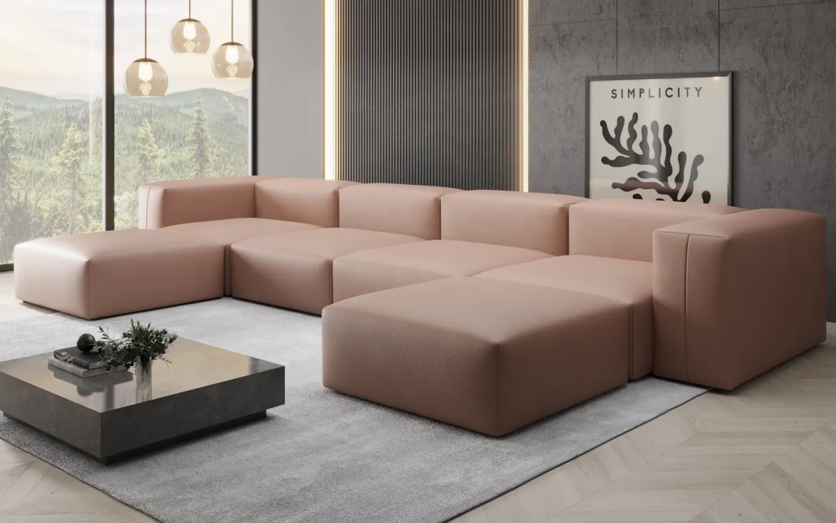 Designer U Sofa Snug in Echtleder