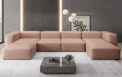 Designer U Sofa Snug in Echtleder