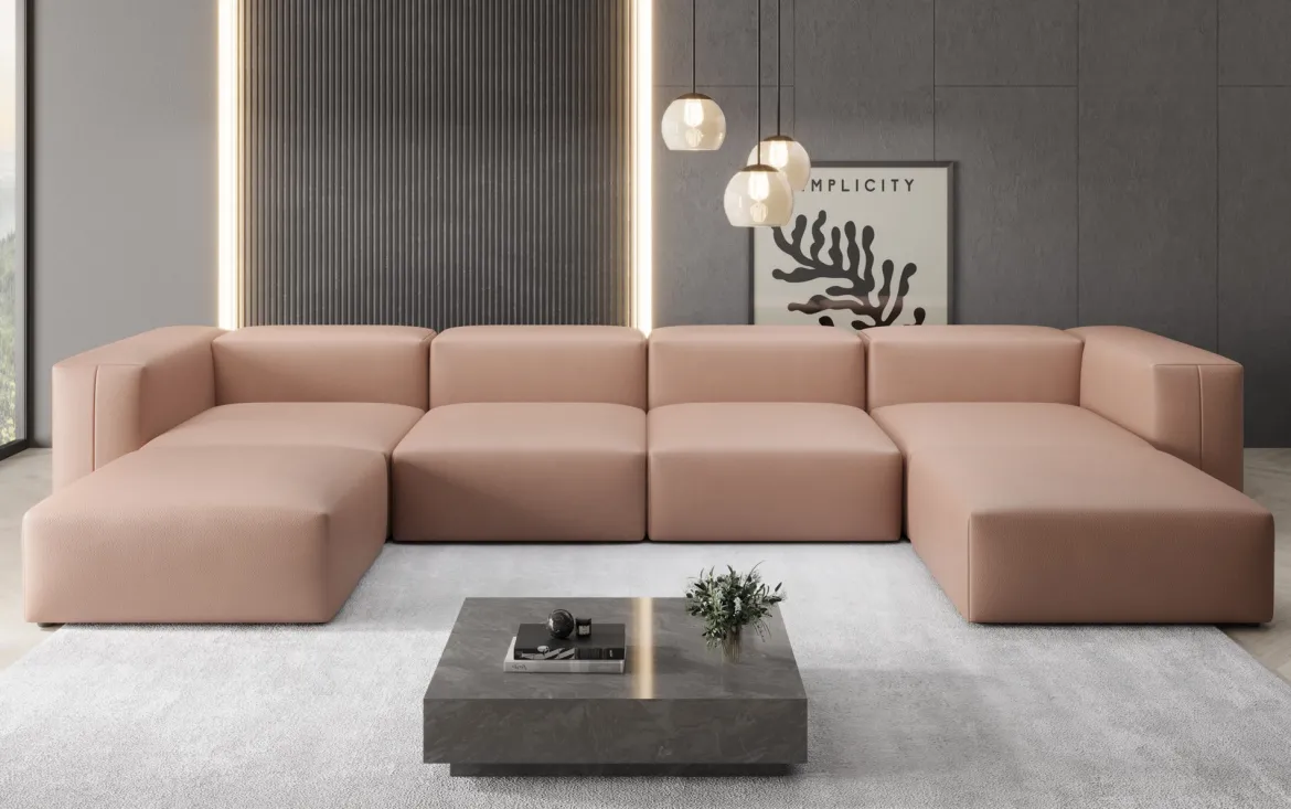 Designer U Sofa Snug in Echtleder