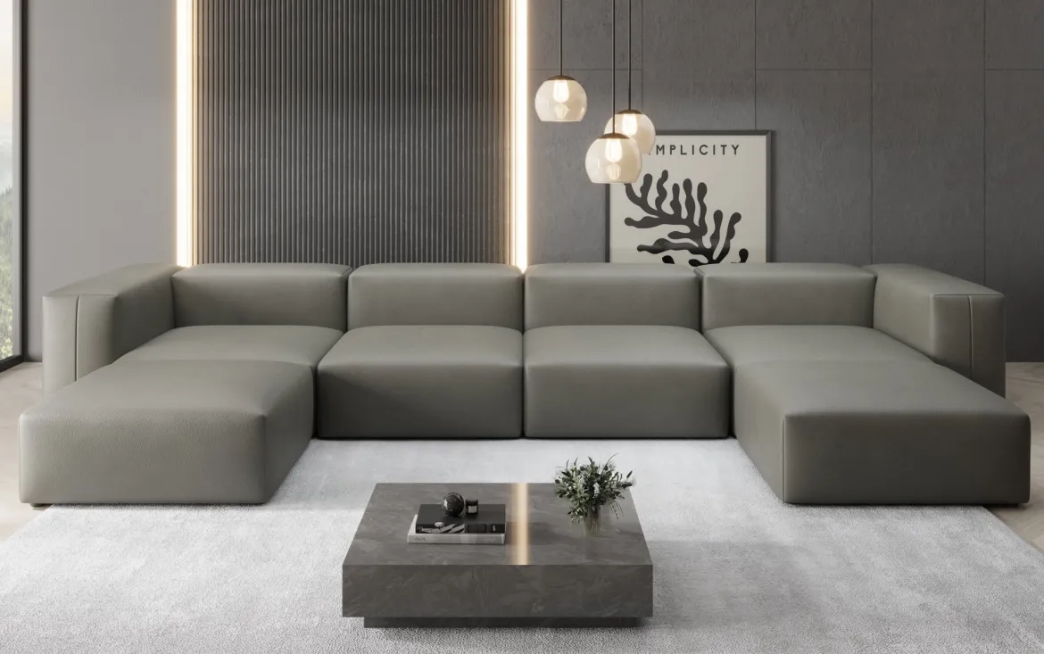 Designer U Sofa Snug in Echtleder