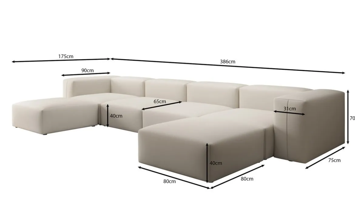 Designer U Sofa Snug in Stoff