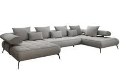 Designer U Sofa Sydney Bouclé mit elektrischer Schlaffunktion