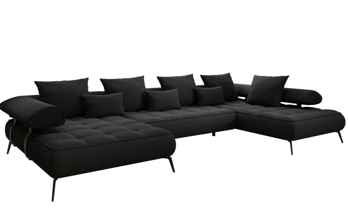 Designer U Sofa Sydney Bouclé mit elektrischer Schlaffunktion