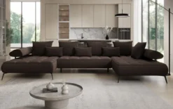 Designer U Sofa Sydney Bouclé mit elektrischer Schlaffunktion