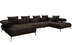 Designer U Sofa Sydney Bouclé mit elektrischer Schlaffunktion