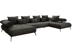 Designer U Sofa Sydney Samt mit elektrischer Schlaffunktion