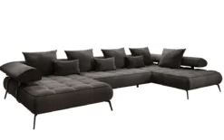 Designer U Sofa Sydney Samt mit elektrischer Schlaffunktion