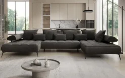Designer U Sofa Sydney Samt mit elektrischer Schlaffunktion