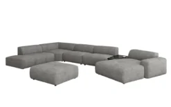 Designer Wohnlandschaft Calm mit Beistellhocker in Bouclé