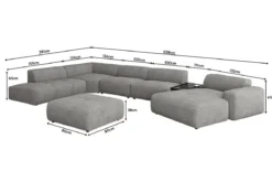 Designer Wohnlandschaft Calm mit Beistellhocker in Bouclé