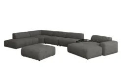 Designer Wohnlandschaft Calm mit Beistellhocker in Bouclé