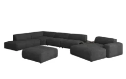 Designer Wohnlandschaft Calm mit Beistellhocker in Bouclé