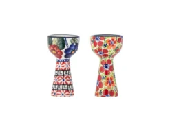 Eierbecher Granny – Handbemalte Blumenmotive aus Steingut (2er-Set)