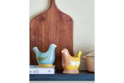 Eierbecher Maya – Handbemalte Vogelmotive aus Steingut (2er-Set)