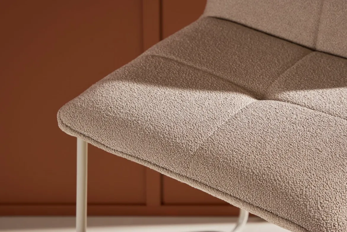 2er Set - Barhocker Adele mit weichem Bouclé-Bezug in Beige