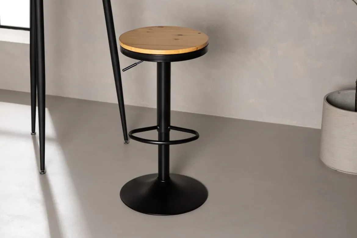2er Set - Barhocker Cornelia mit Sitzfläche aus Kieferholz und Gestell aus Stahl