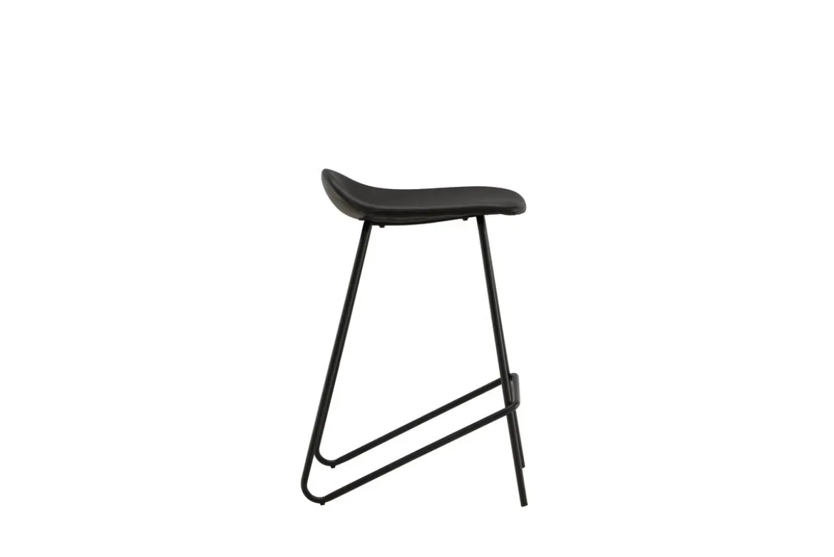 2er Set - Barhocker Georg in Mattschwarz mit PU Sitzfläche
