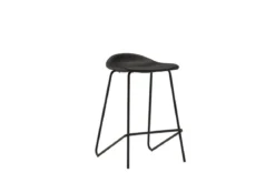 2er Set - Barhocker Georg in Mattschwarz mit PU Sitzfläche
