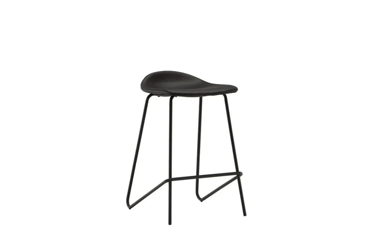 2er Set - Barhocker Georg in Mattschwarz mit PU Sitzfläche